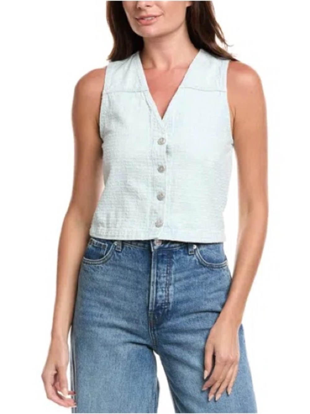 NWT rag & bone Sky Blue Tweed Textured Button Juliana Vest 8